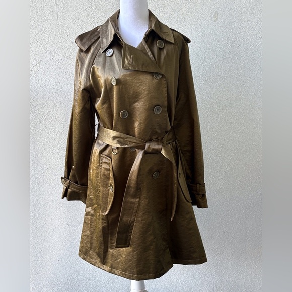 Linea by Louis Dell’Olio Olive Green Double Breasted Short Trench Coat Size S - Picture 1 of 16